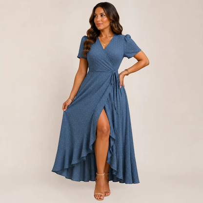 Mara Floral Maxi Dress | Wrap Style, Ruffle Hem for Women