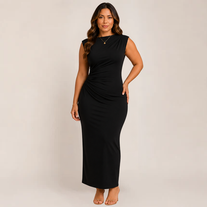 Melo Bodycon Dress | Elegant Black Cocktail Dress with Back Slit