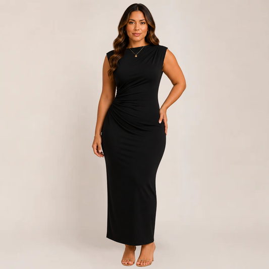 Melo Bodycon Dress | Elegant Black Cocktail Dress with Back Slit