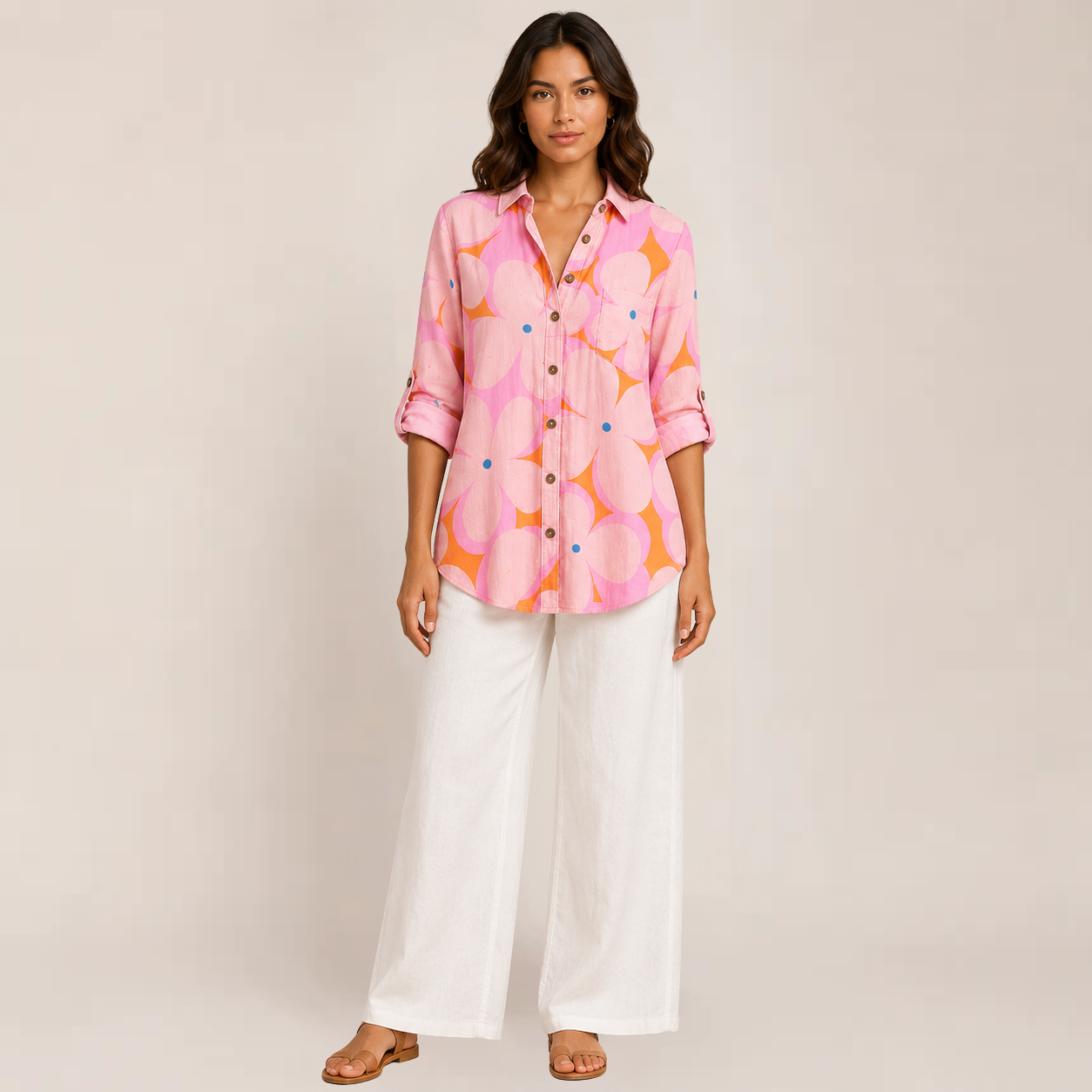 Melo Women's Blouse | Floral Longline, Relaxed Fit, Plus Size Available