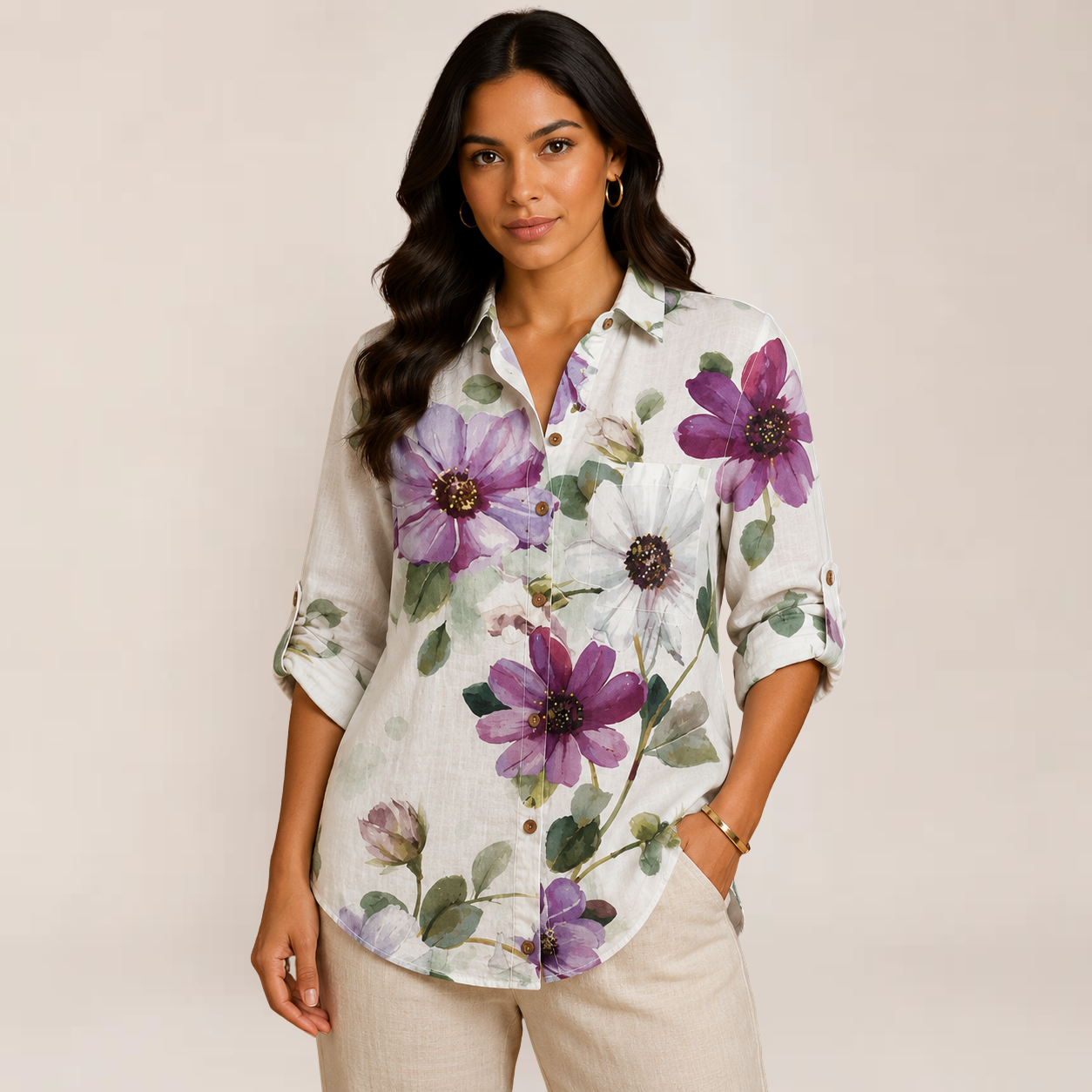 Melo Women's Blouse | Floral Longline, Relaxed Fit, Plus Size Available