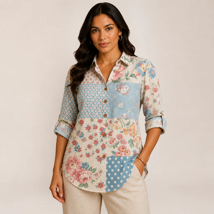 Melo Women's Blouse | Floral Longline, Relaxed Fit, Plus Size Available