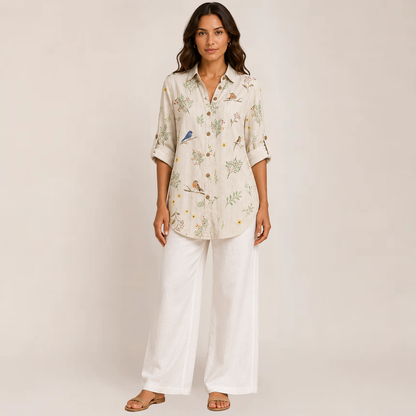Melo Women's Blouse | Floral Longline, Relaxed Fit, Plus Size Available