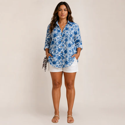 Melo Women's Blouse | Floral Longline, Relaxed Fit, Plus Size Available