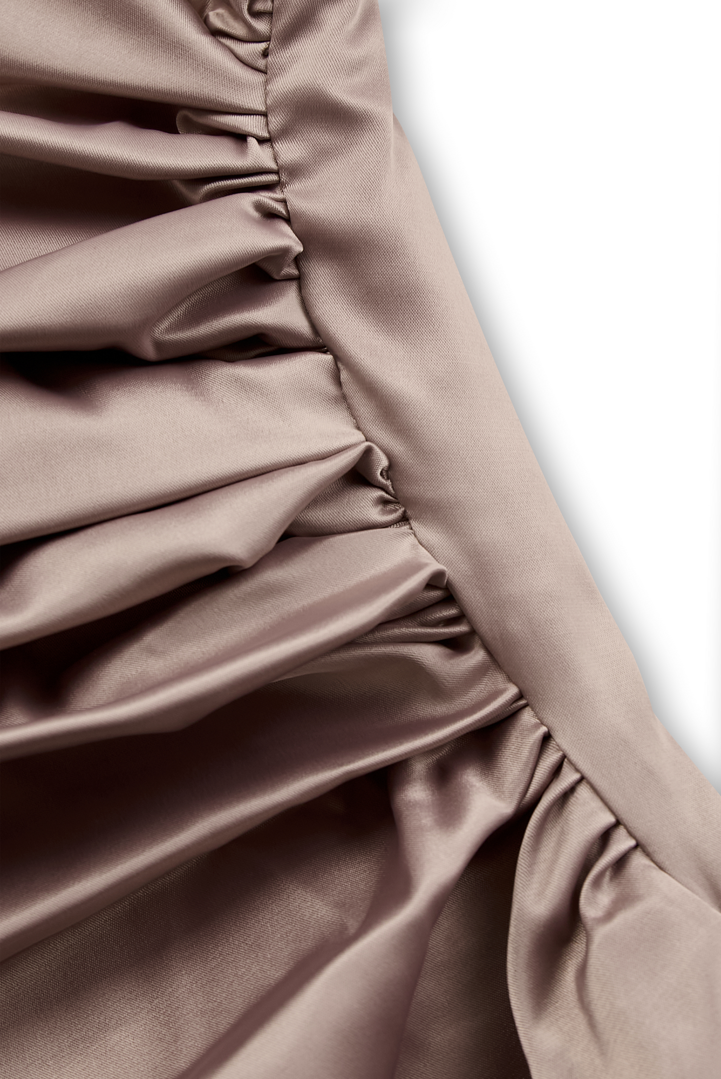 Mira Evening Gown | Champagne Satin, One-Shoulder Design 3
