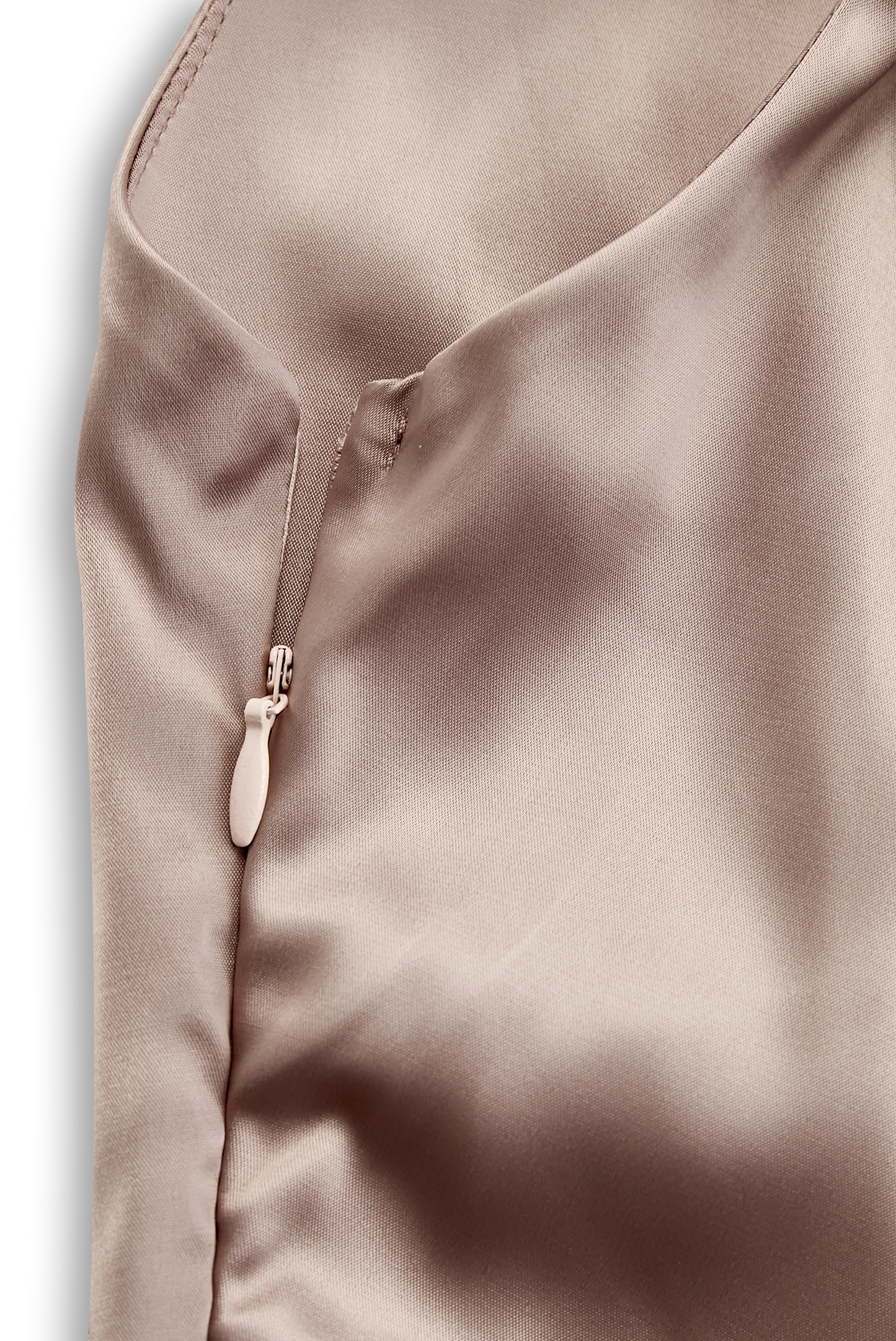 Mira Evening Gown | Champagne Satin, One-Shoulder Design 4