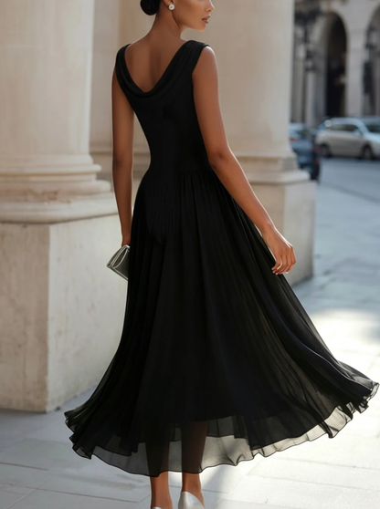 Mira Floral Midi Dress | Draped Neck, Pleated Skirt 2