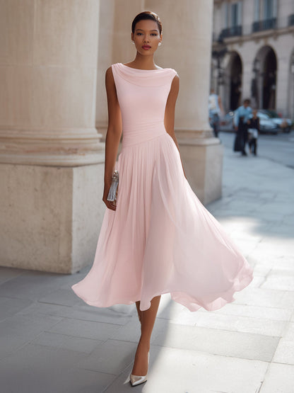 Mira Floral Midi Dress | Draped Neck, Pleated Skirt 5