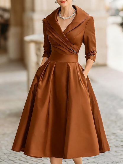 Mira Midi Dress | Vintage Satin Wedding Guest Dress, A-Line Silhouette 10