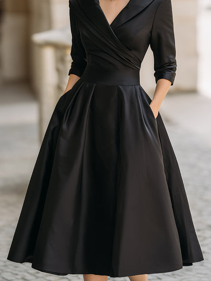 Mira Midi Dress | Vintage Satin Wedding Guest Dress, A-Line Silhouette 2