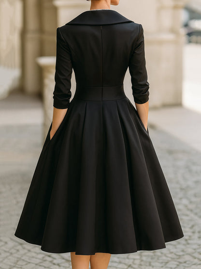 Mira Midi Dress | Vintage Satin Wedding Guest Dress, A-Line Silhouette 3
