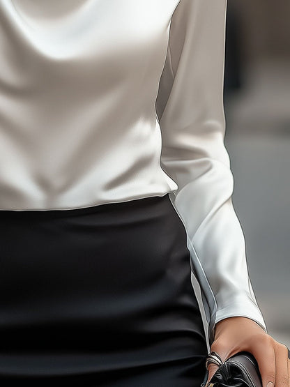 Mira Silk Blouse | Elegant Draped Neckline, Comfortable Fit for Women 2