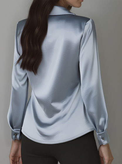 Mira Silk Blouse | Elegant Draped Neckline, Comfortable Fit for Women 6