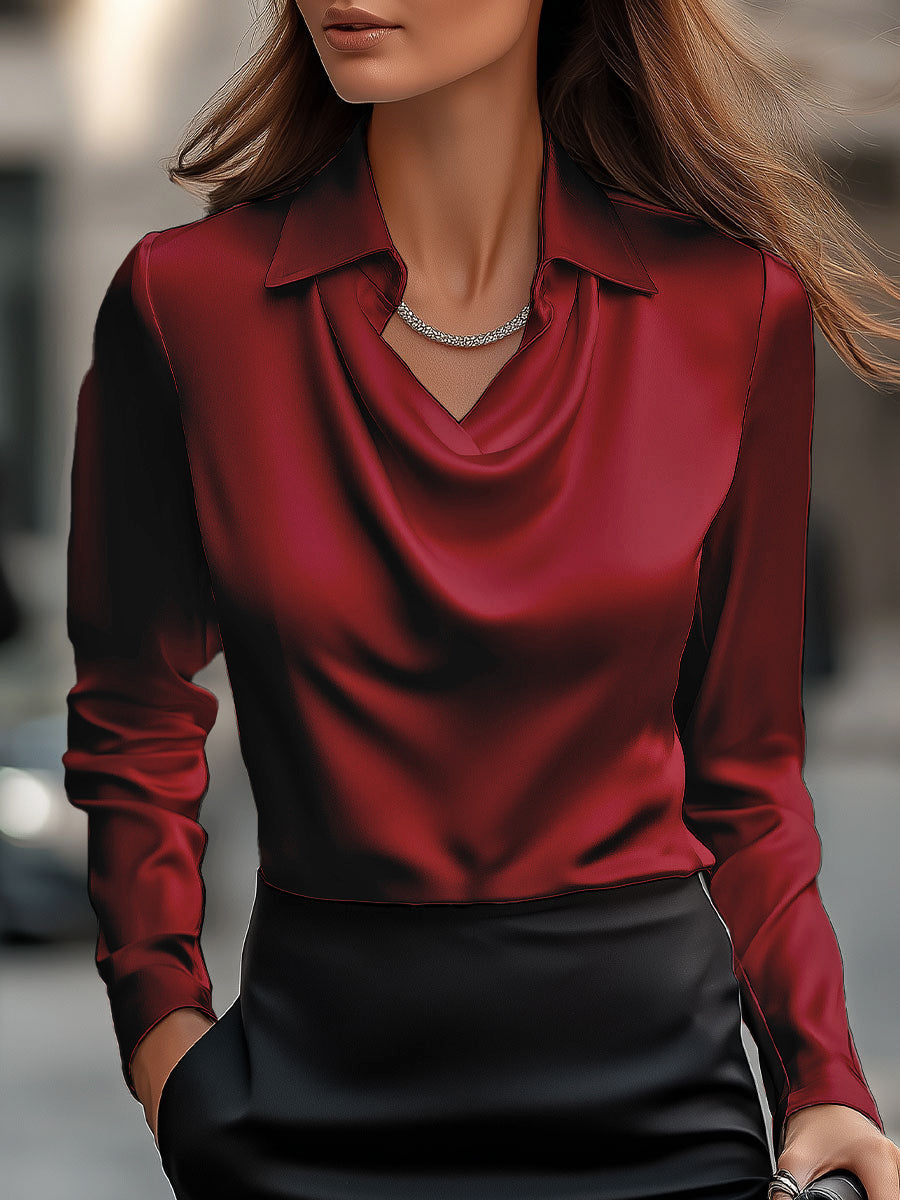 Mira Silk Blouse | Elegant Draped Neckline, Comfortable Fit for Women 8