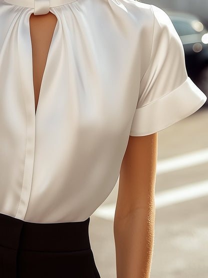 Mira Silk Blouse | Elegant Keyhole Neckline, Loose Fit for Women 2