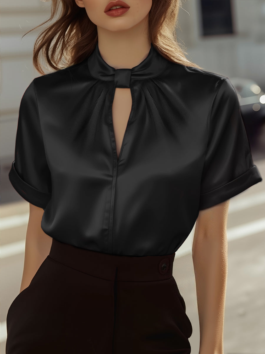 Mira Silk Blouse | Elegant Keyhole Neckline, Loose Fit for Women 4