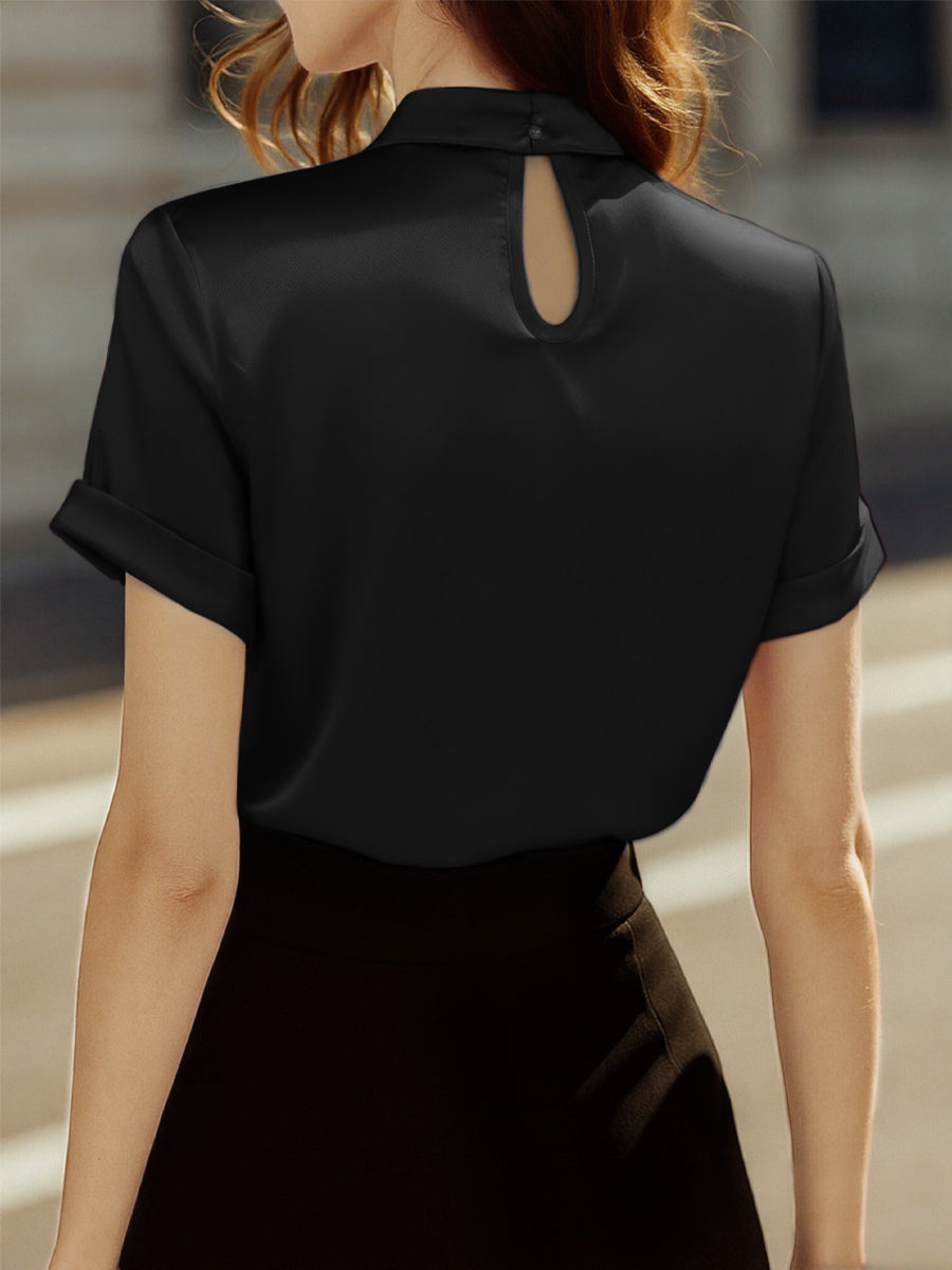 Mira Silk Blouse | Elegant Keyhole Neckline, Loose Fit for Women 5