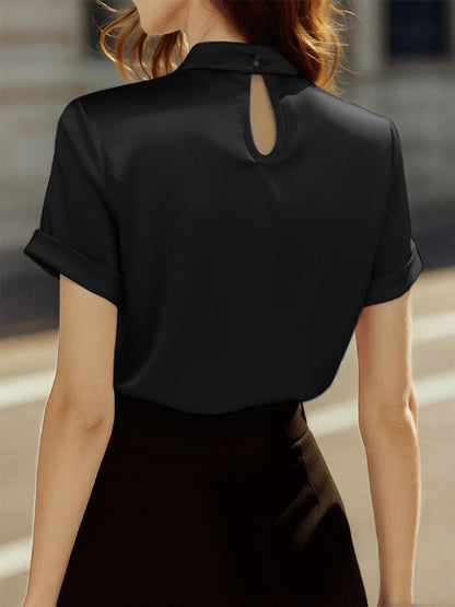 Mira Silk Blouse | Elegant Keyhole Neckline, Loose Fit for Women 5
