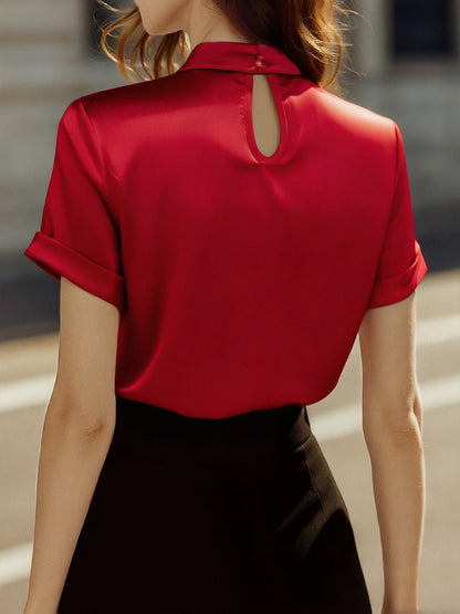 Mira Silk Blouse | Elegant Keyhole Neckline, Loose Fit for Women 7