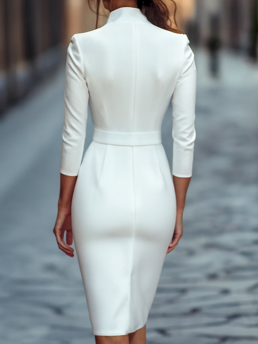 Mira Women's Dress | Belted, Mandarin Collar, Plus Size Available 8
