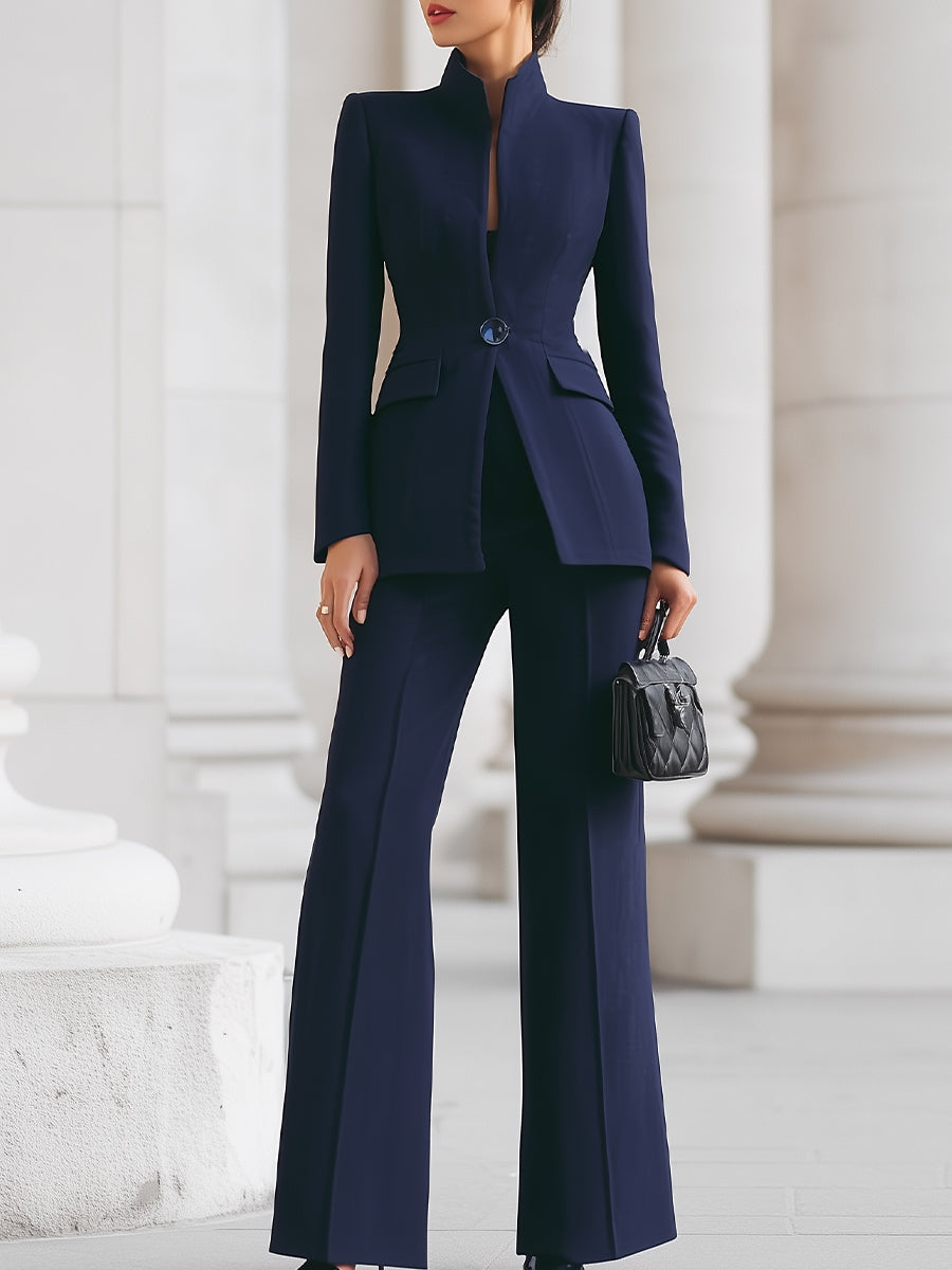 Moya Blazer Set for Women | High-Collar, Wide-Leg Trousers 0