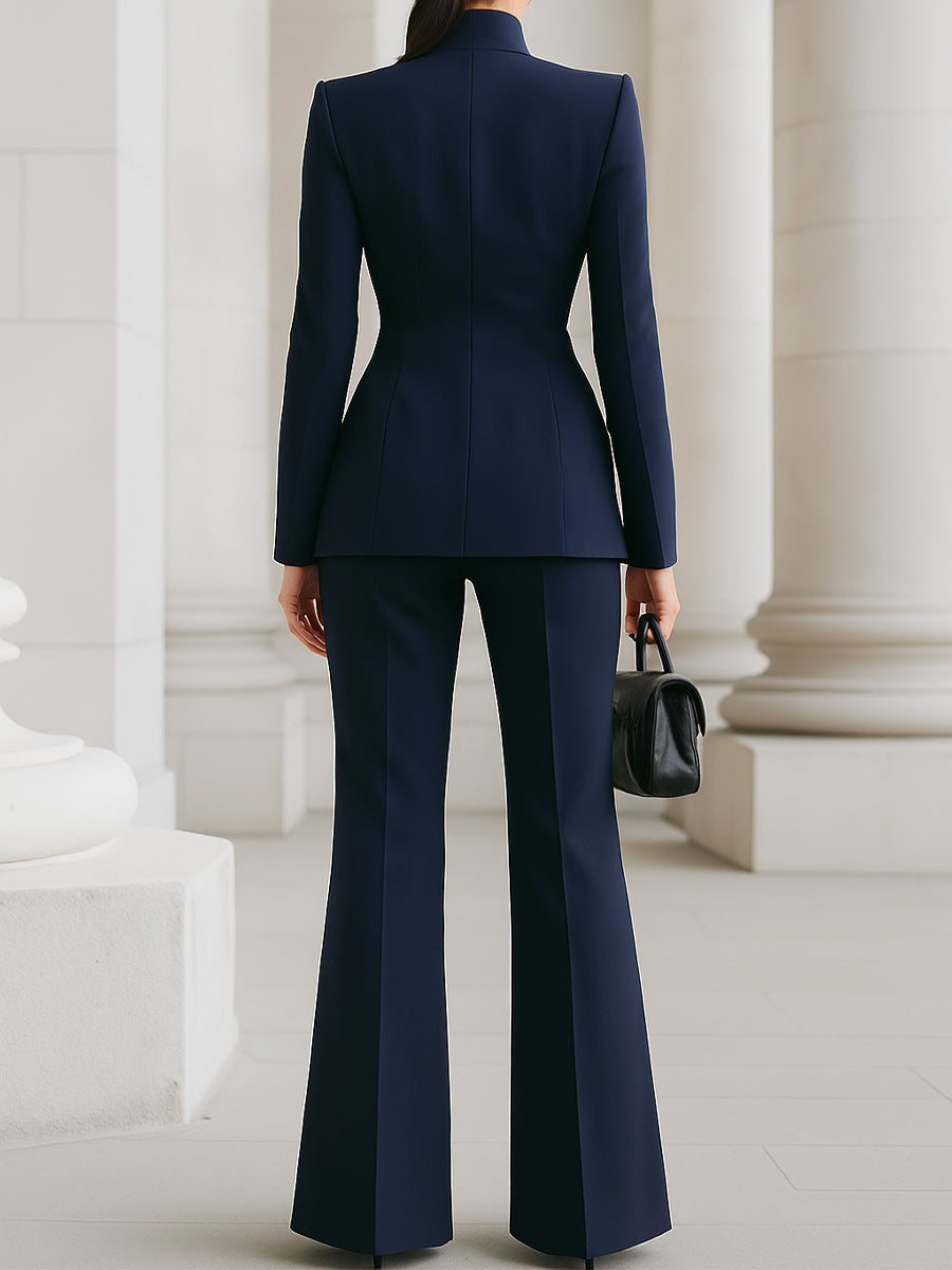 Moya Blazer Set for Women | High-Collar, Wide-Leg Trousers 3