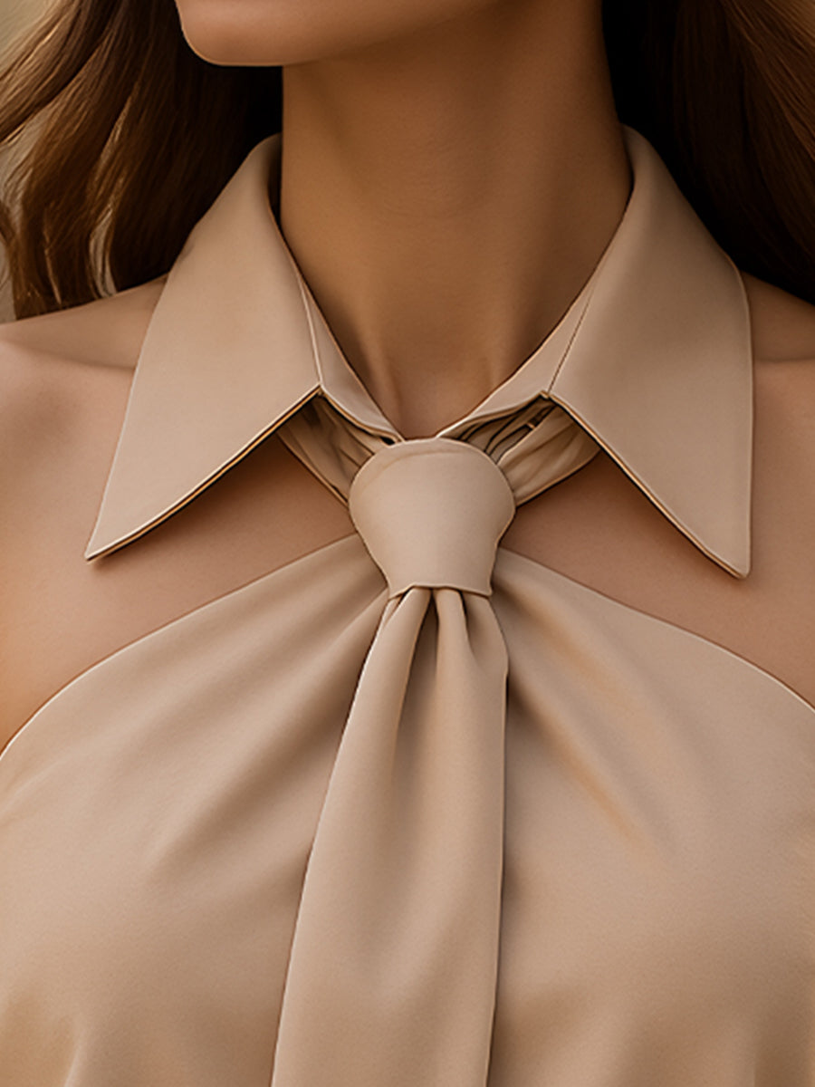 Moya Blouse | Sleeveless Halter with Neck Tie Detail, Premium Blended Fabric 1