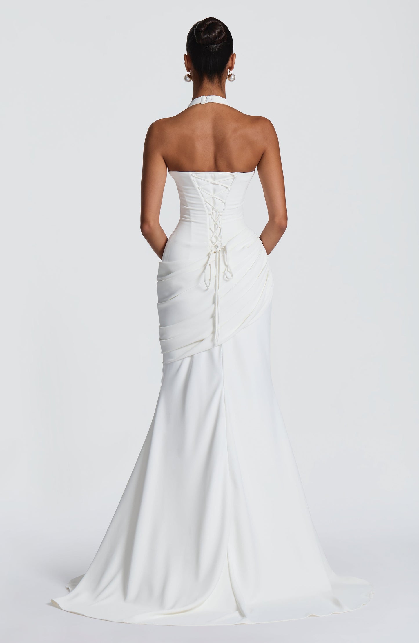 Nora Bridal Gown | Ivory Draped Crepe, Mermaid Silhouette 1