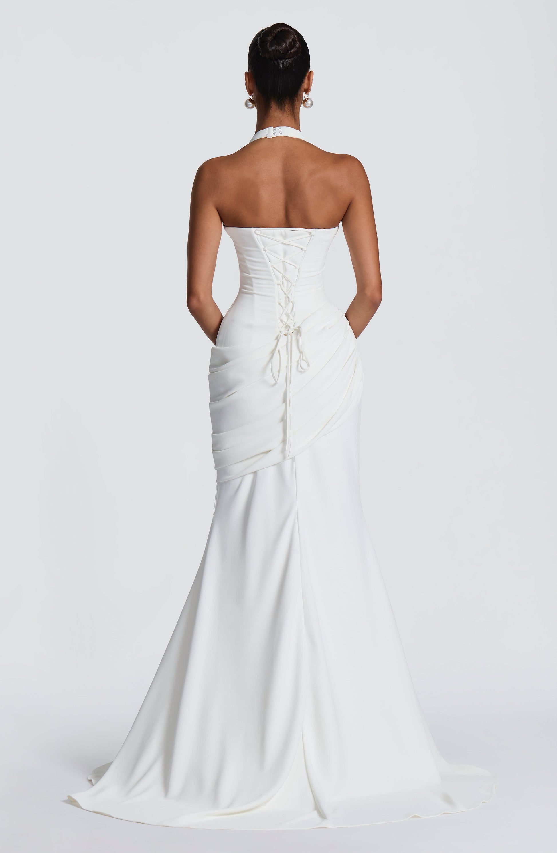 Nora Bridal Gown | Ivory Draped Crepe, Mermaid Silhouette 1