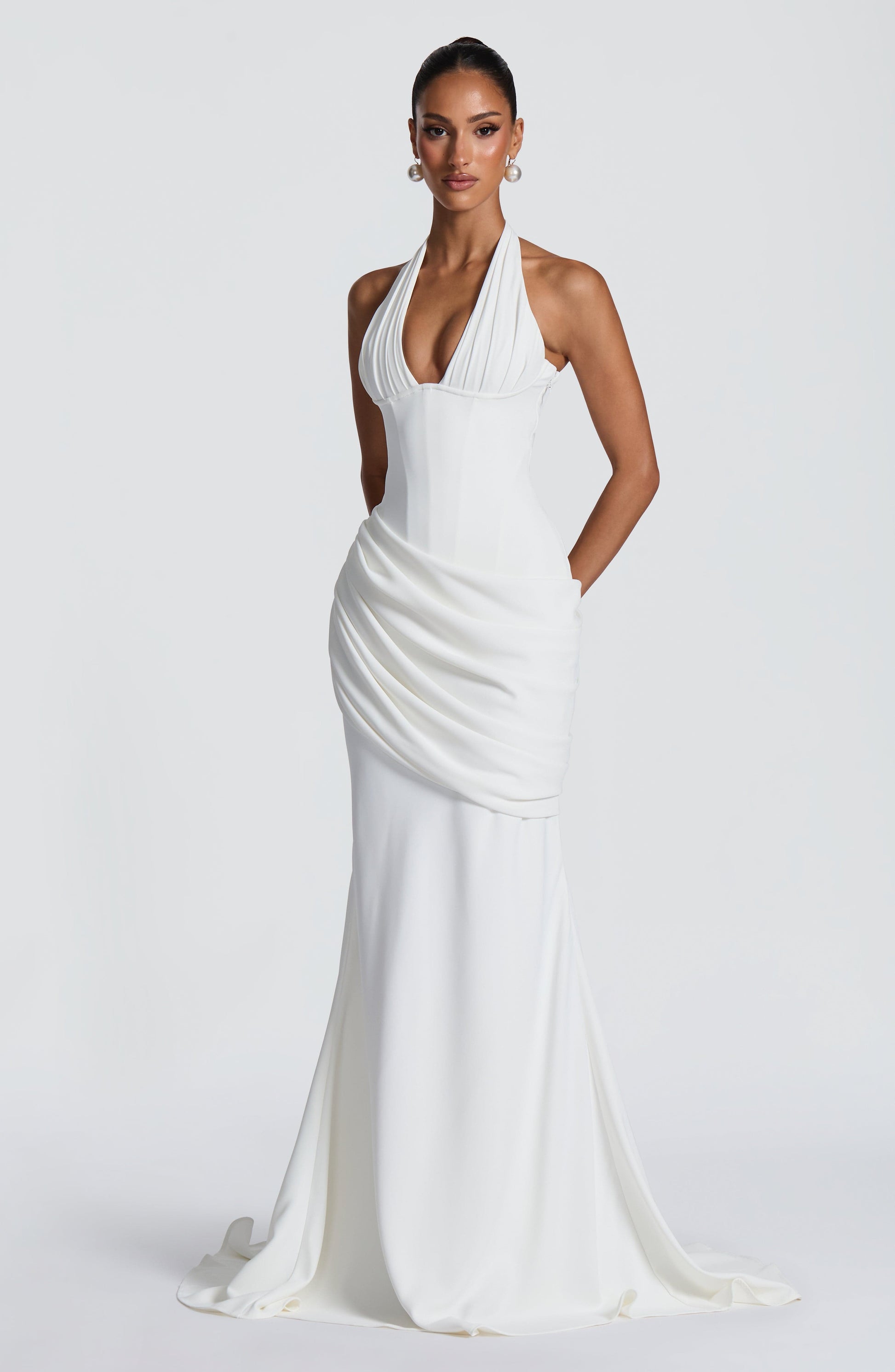Nora Bridal Gown | Ivory Draped Crepe, Mermaid Silhouette 2