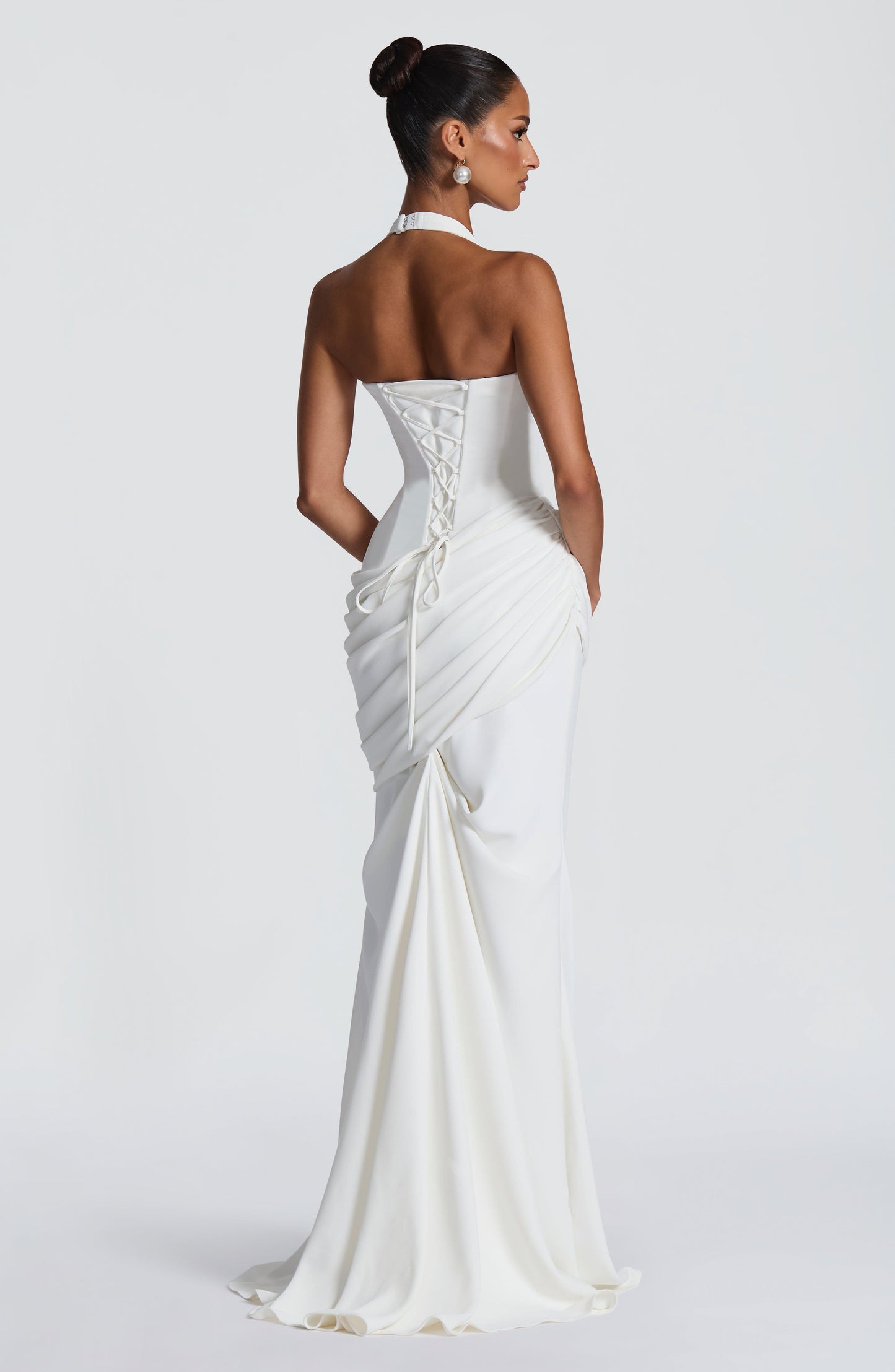 Nora Bridal Gown | Ivory Draped Crepe, Mermaid Silhouette 3