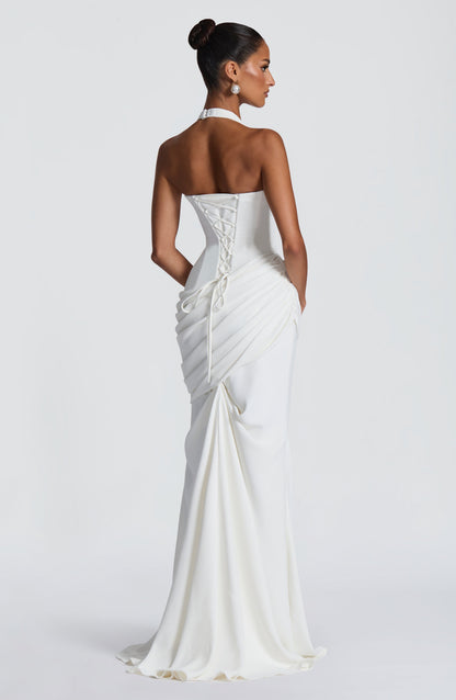 Nora Bridal Gown | Ivory Draped Crepe, Mermaid Silhouette 3
