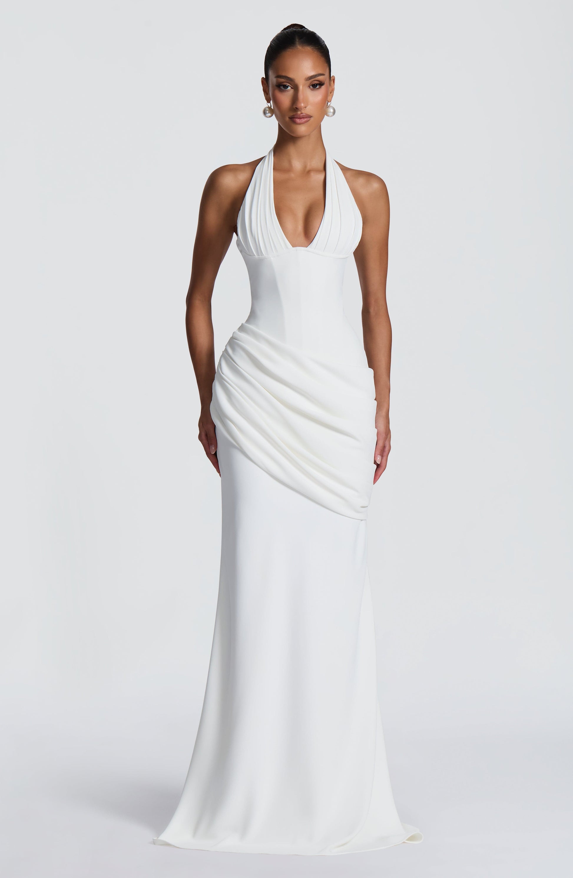 Nora Bridal Gown | Ivory Draped Crepe, Mermaid Silhouette 4