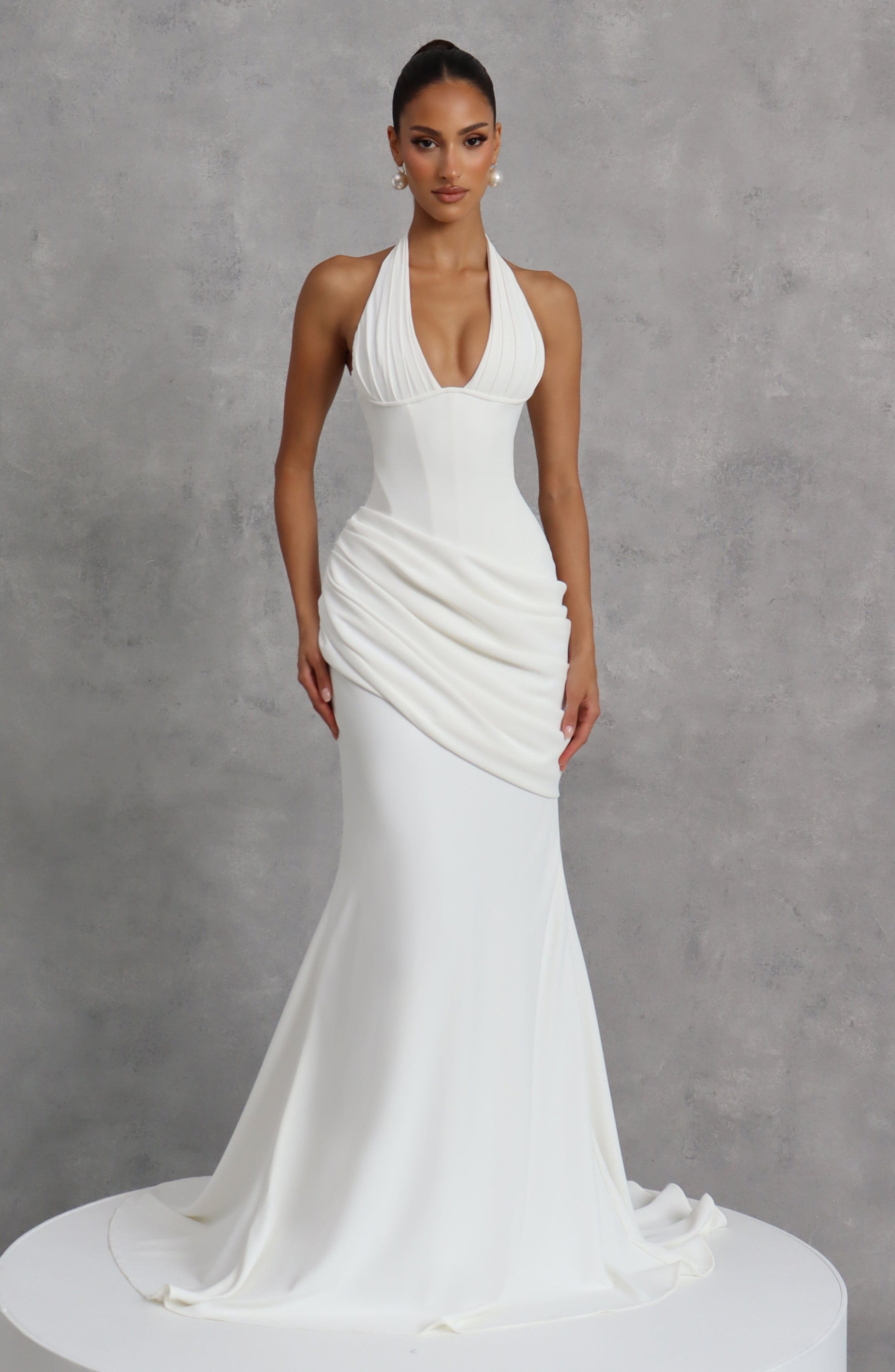 Nora Bridal Gown | Ivory Draped Crepe, Mermaid Silhouette 5