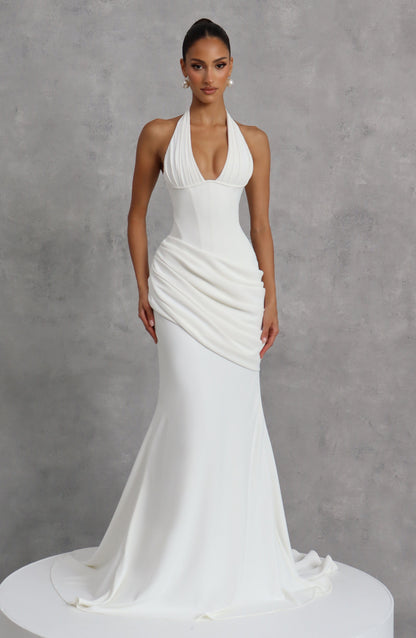 Nora Bridal Gown | Ivory Draped Crepe, Mermaid Silhouette 5