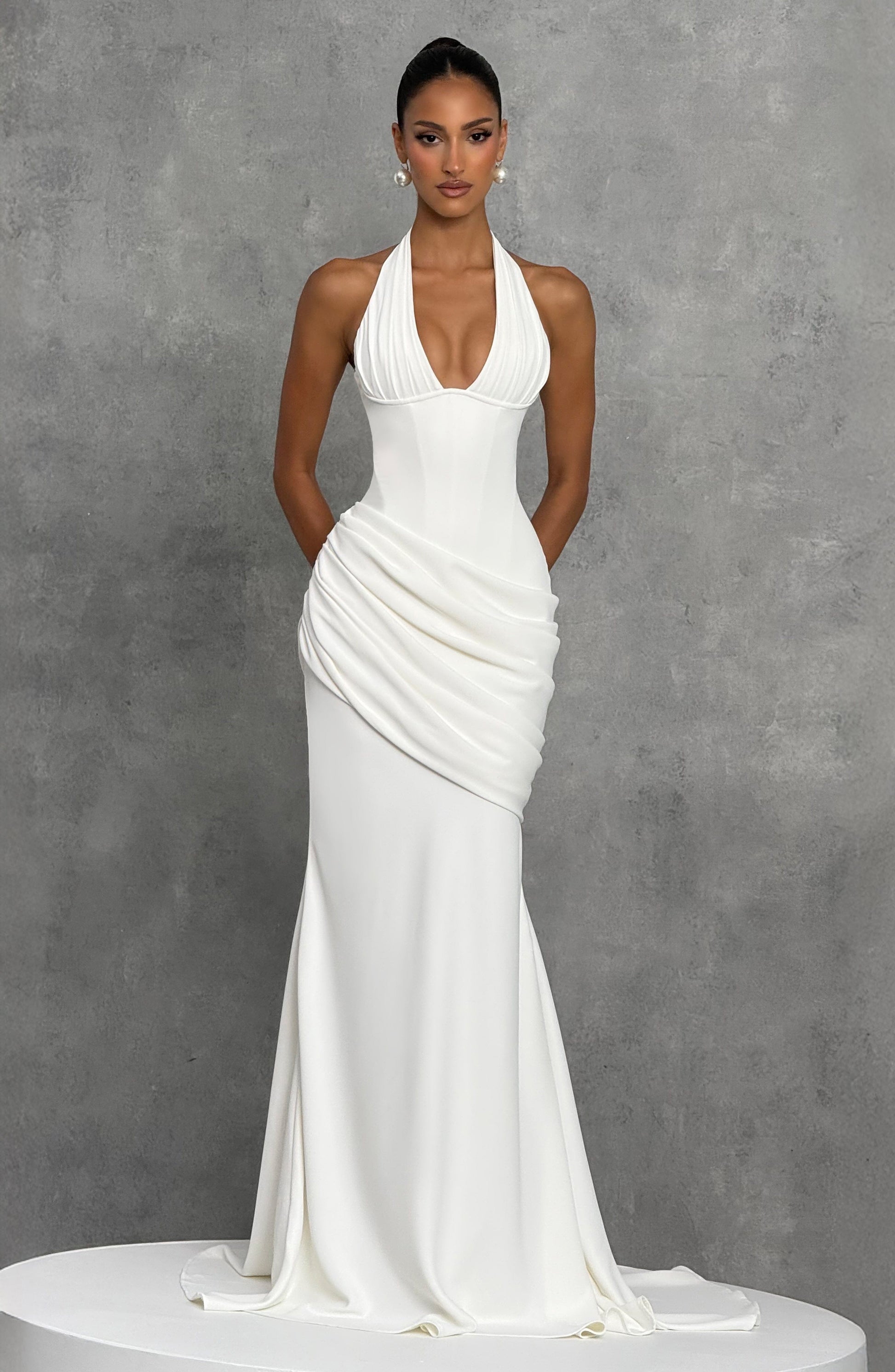 Nora Bridal Gown | Ivory Draped Crepe, Mermaid Silhouette 6