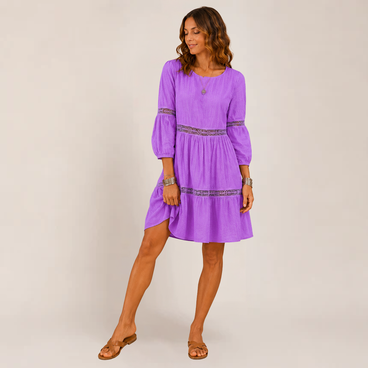 Orlie Sundress | Tiered 3/4 Sleeve, Flowy White Dress for Summer & Wedding Guests, Plus Size Available