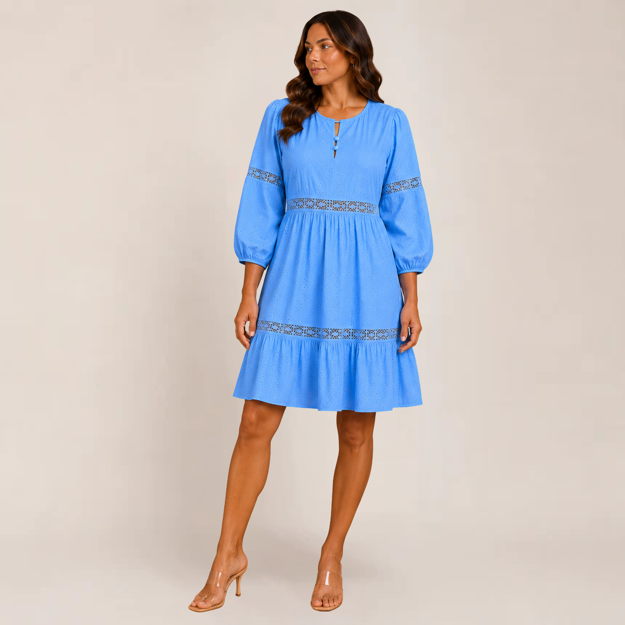 Orlie Sundress | Tiered 3/4 Sleeve, Flowy White Dress for Summer & Wedding Guests, Plus Size Available