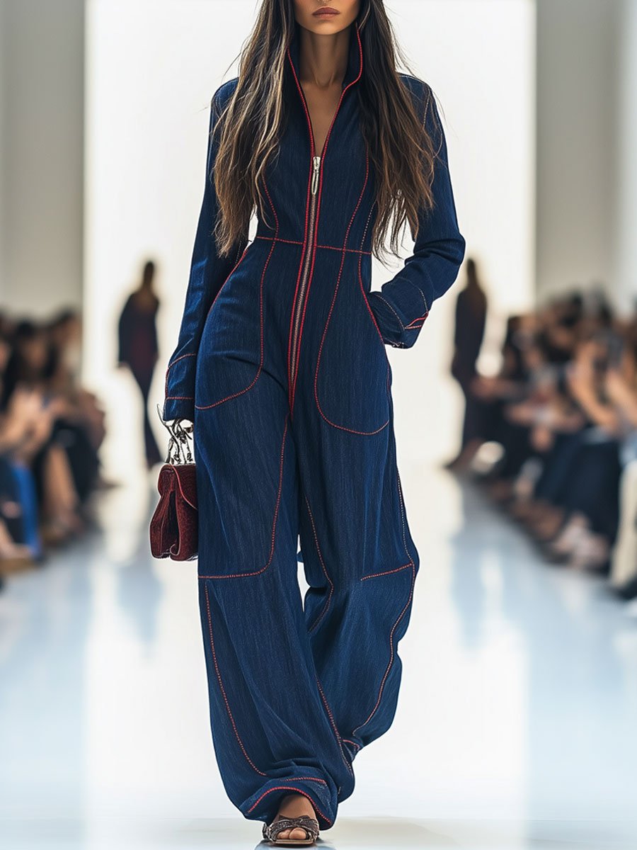Oryos Jumpsuit | Premium Denim, Wide Leg 0
