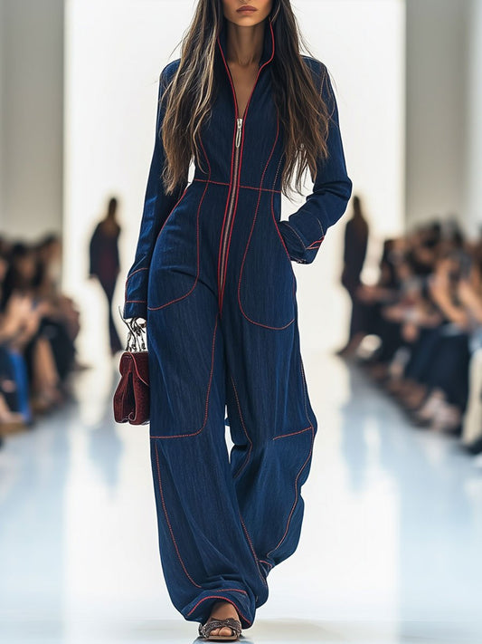 Oryos Jumpsuit | Premium Denim, Wide Leg 0
