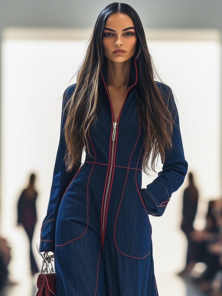 Oryos Jumpsuit | Premium Denim, Wide Leg 3
