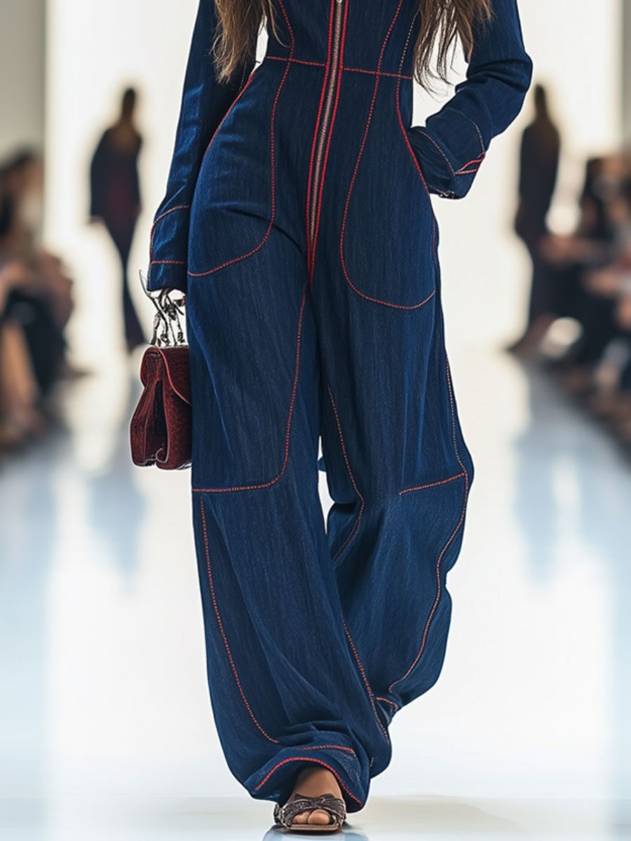Oryos Jumpsuit | Premium Denim, Wide Leg 4