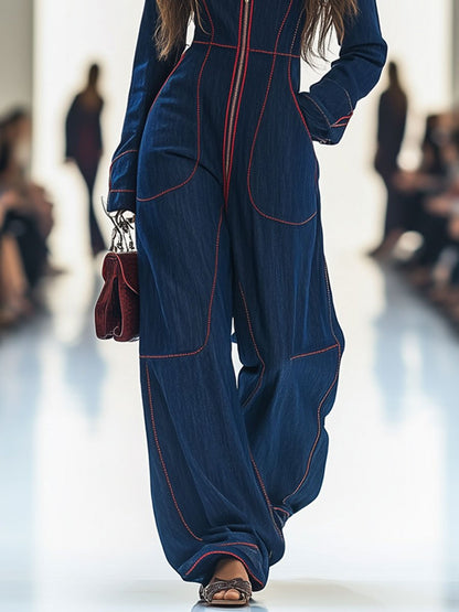 Oryos Jumpsuit | Premium Denim, Wide Leg 4