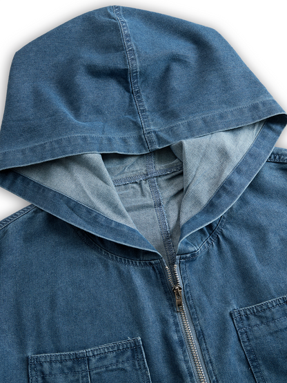 Oryza Denim Jumpsuit | Hooded, Vintage Design 4