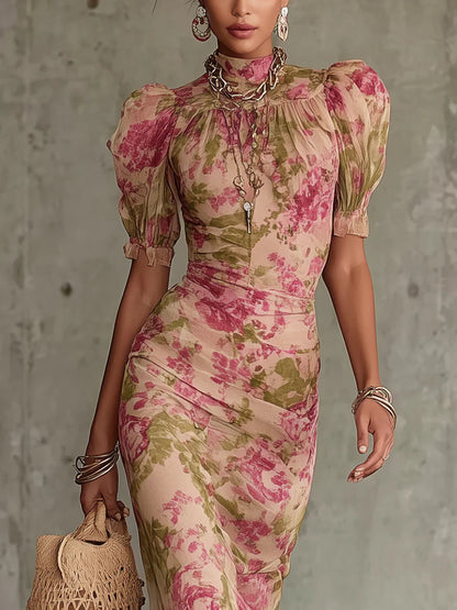 Pavlova Floral Maxi Dress | Lightweight, Elegant Puff Sleeves for Summer and Wedding Guests 1