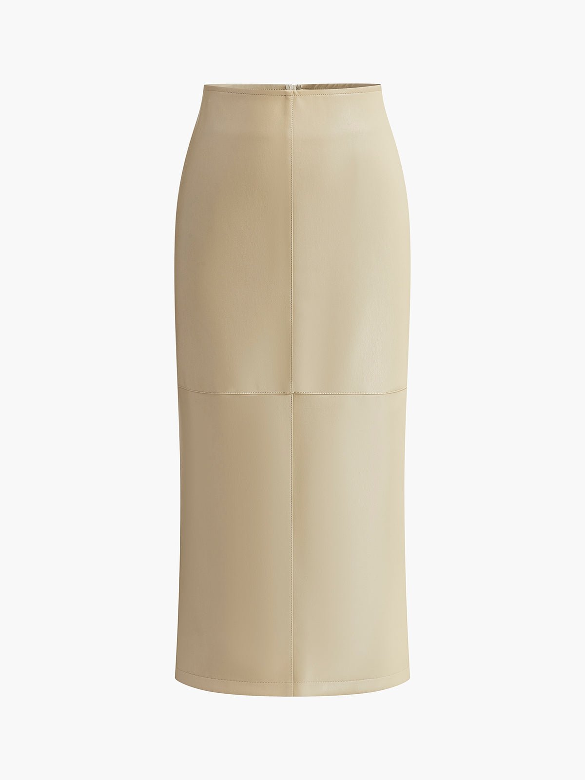 Pura Faux Leather Midi Skirt | High-Waist, Piped Hem, Elegant Slit 1