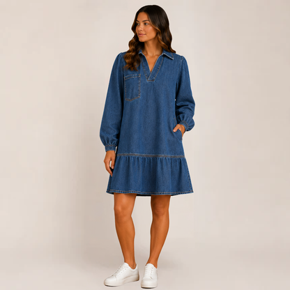 Ravine Babydoll Dress | Relaxed V-Neck Denim, Flattering Summer Style