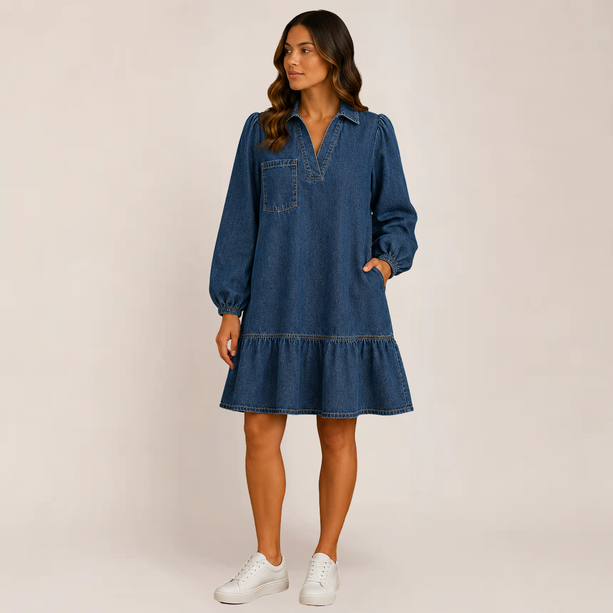 Ravine Babydoll Dress | Relaxed V-Neck Denim, Flattering Summer Style