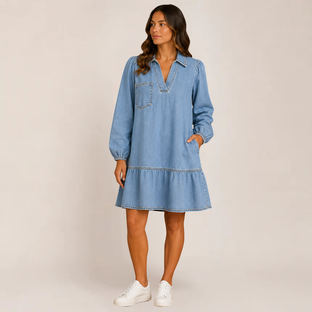 Ravine Babydoll Dress | Relaxed V-Neck Denim, Flattering Summer Style