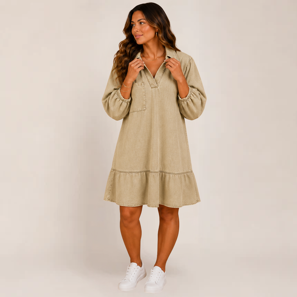 Ravine Babydoll Dress | Relaxed V-Neck Denim, Flattering Summer Style